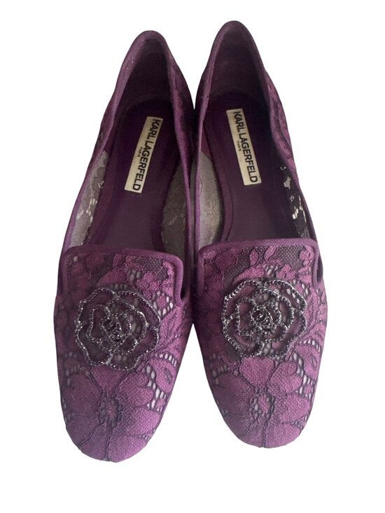 Karl Lagerfeld Shoes - Karl Lagerfeld Womens Shoes Sz 8M Purple Lace Hana2 Loafer Designer WhimsiGoth